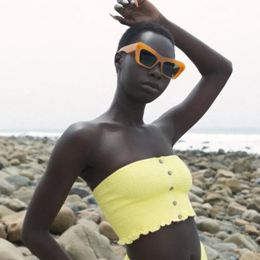 Out From Under Yellow Ruffle Bikini TOP